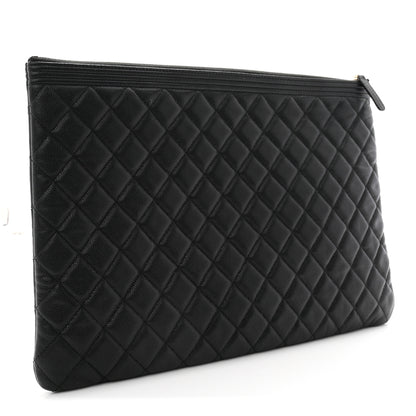 Chanel Caviar Quilted Large Boy Cosmetic Case Black Black 3 of 7