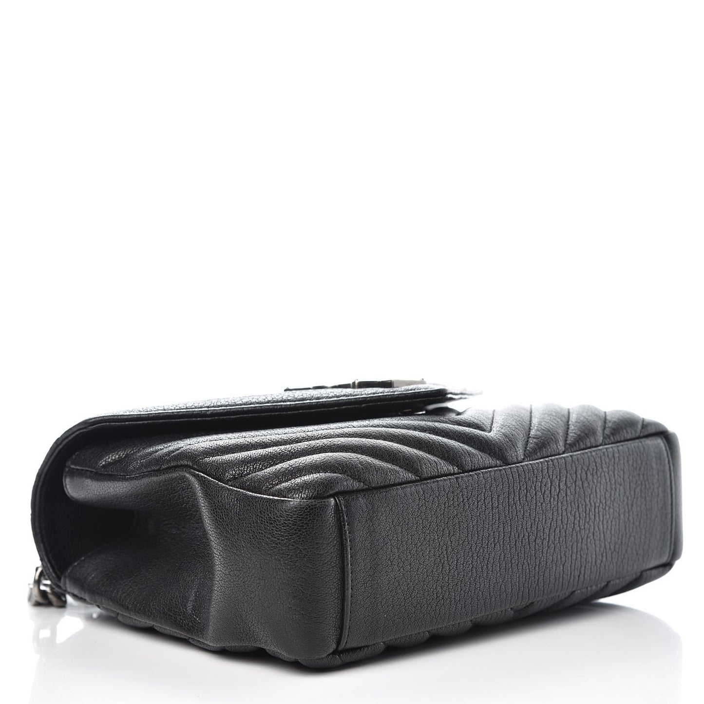 Sheepskin Matelasse Chevron Monogram Medium College Bag Black