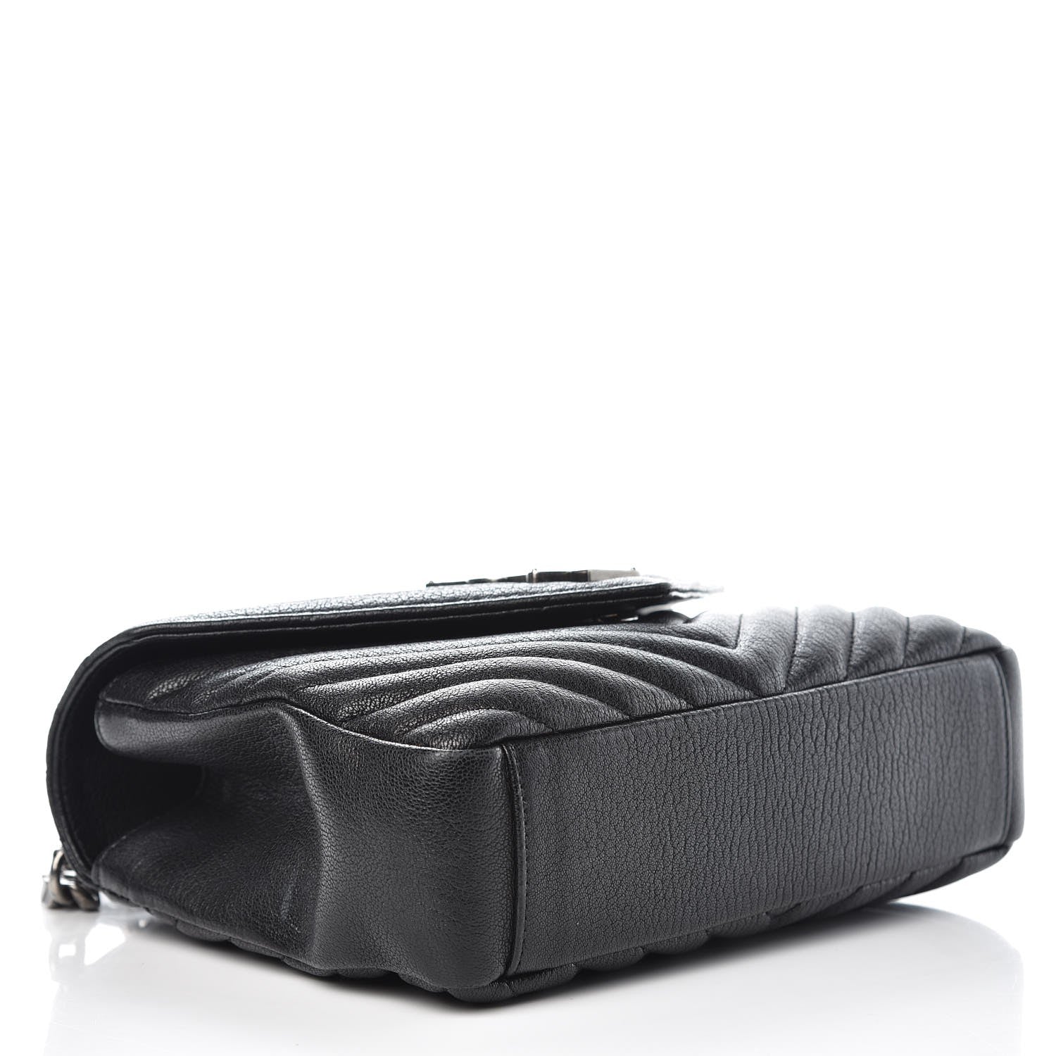 Saint Laurent Sheepskin Matelasse Chevron Monogram Medium College Bag Black 4 of 10