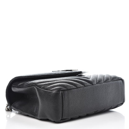Saint Laurent Sheepskin Matelasse Chevron Monogram Medium College Bag Black 4 of 10