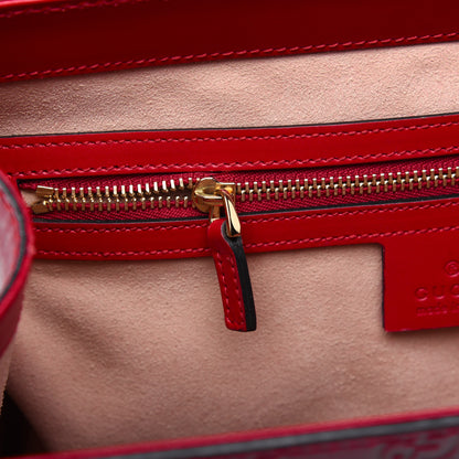 Gucci Guccissima Signature Medium Padlock Top Handle Bag Hibiscus Red 18 of 33