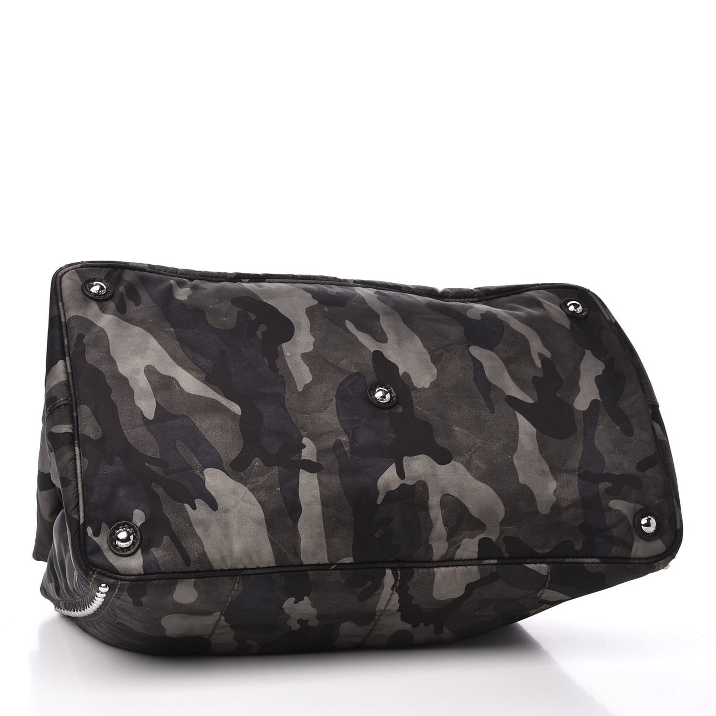 Tessuto Nylon Studded Camouflage Tote Fumo