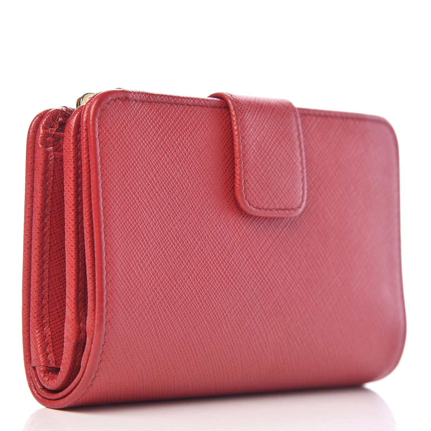 Prada Saffiano Compact Wallet Fuoco 3 of 11