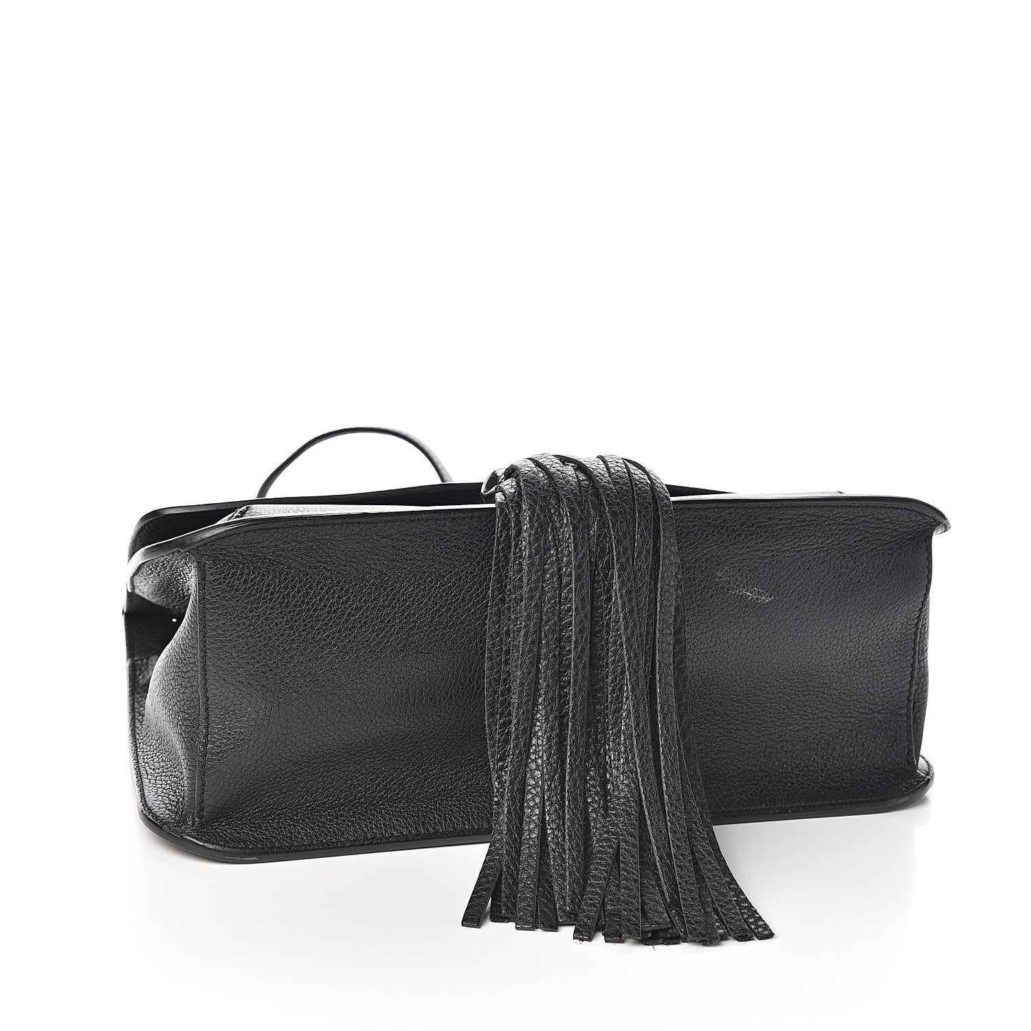 Gucci Pebbled Calfskin Medium Bamboo Daily Flap Shoulder Bag Black 3 of 9