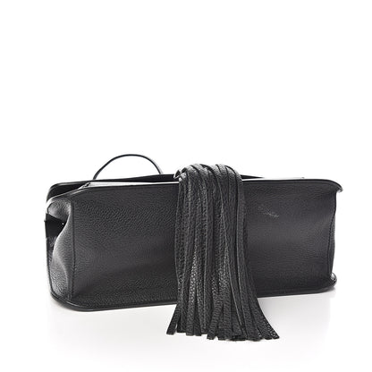 Gucci Pebbled Calfskin Medium Bamboo Daily Flap Shoulder Bag Black 3 of 9