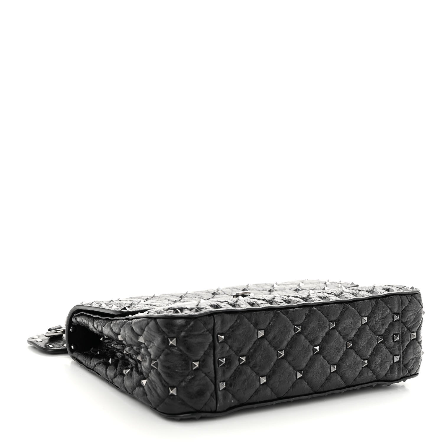 Valentino Garavani Craquele Nappa Medium Rockstud Spike Shoulder Bag Black 4 of 10