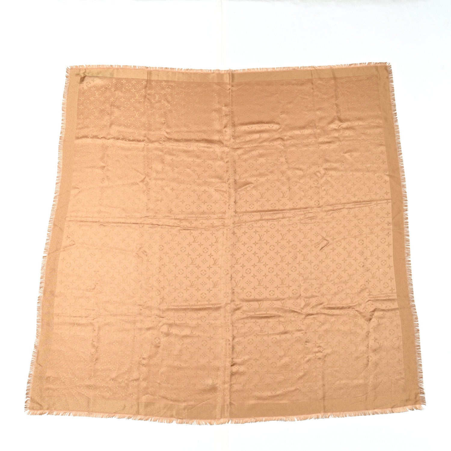Louis Vuitton Silk Wool Monogram Shine Shawl Caramel 1 of 6