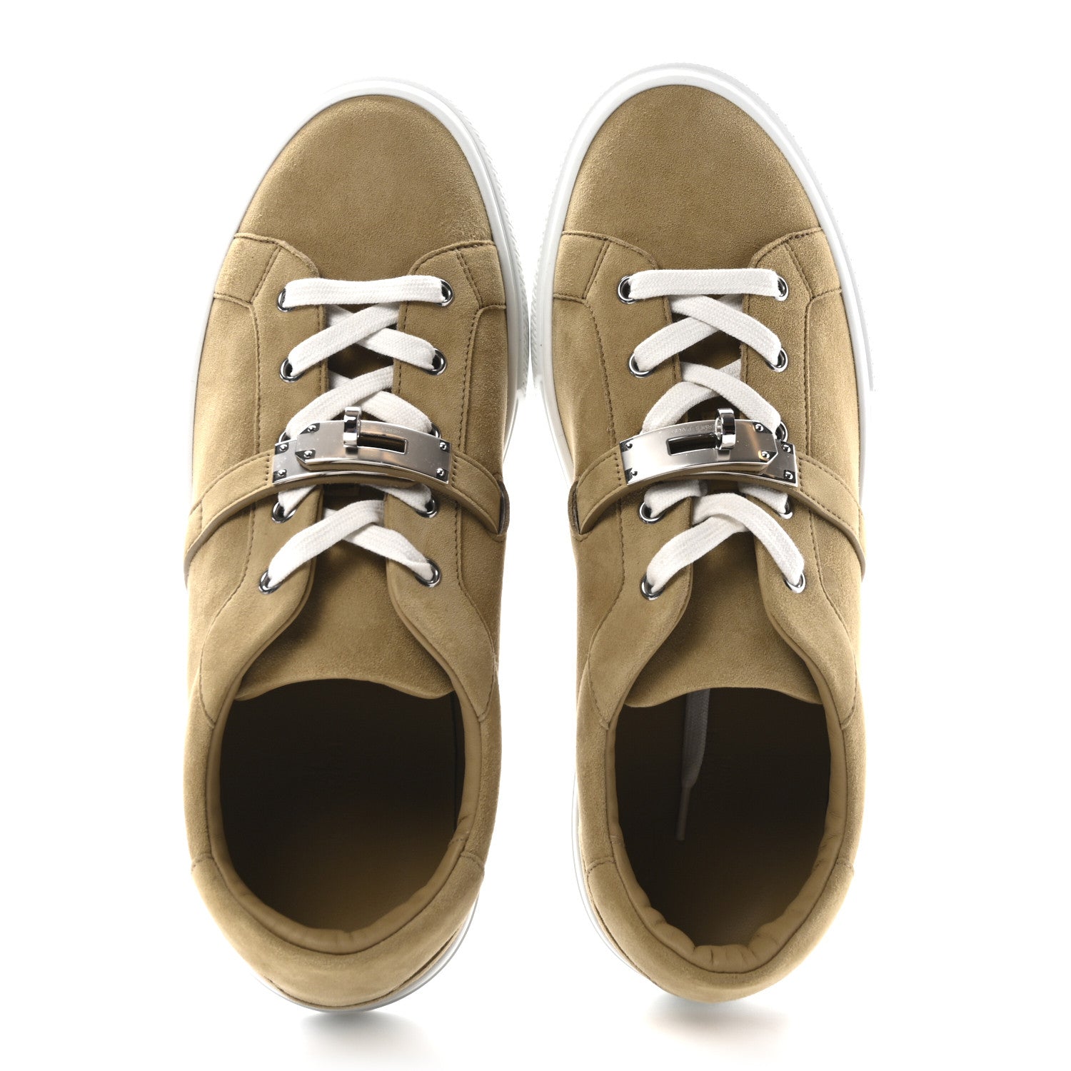 Hermes Chevre Velours Mens Day Sneakers 42 Beige Albatre 2 of 10