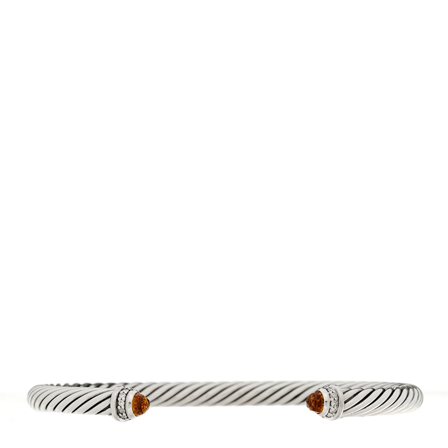 Sterling Silver Diamond Citrine 5mm Cable Classics Bracelet