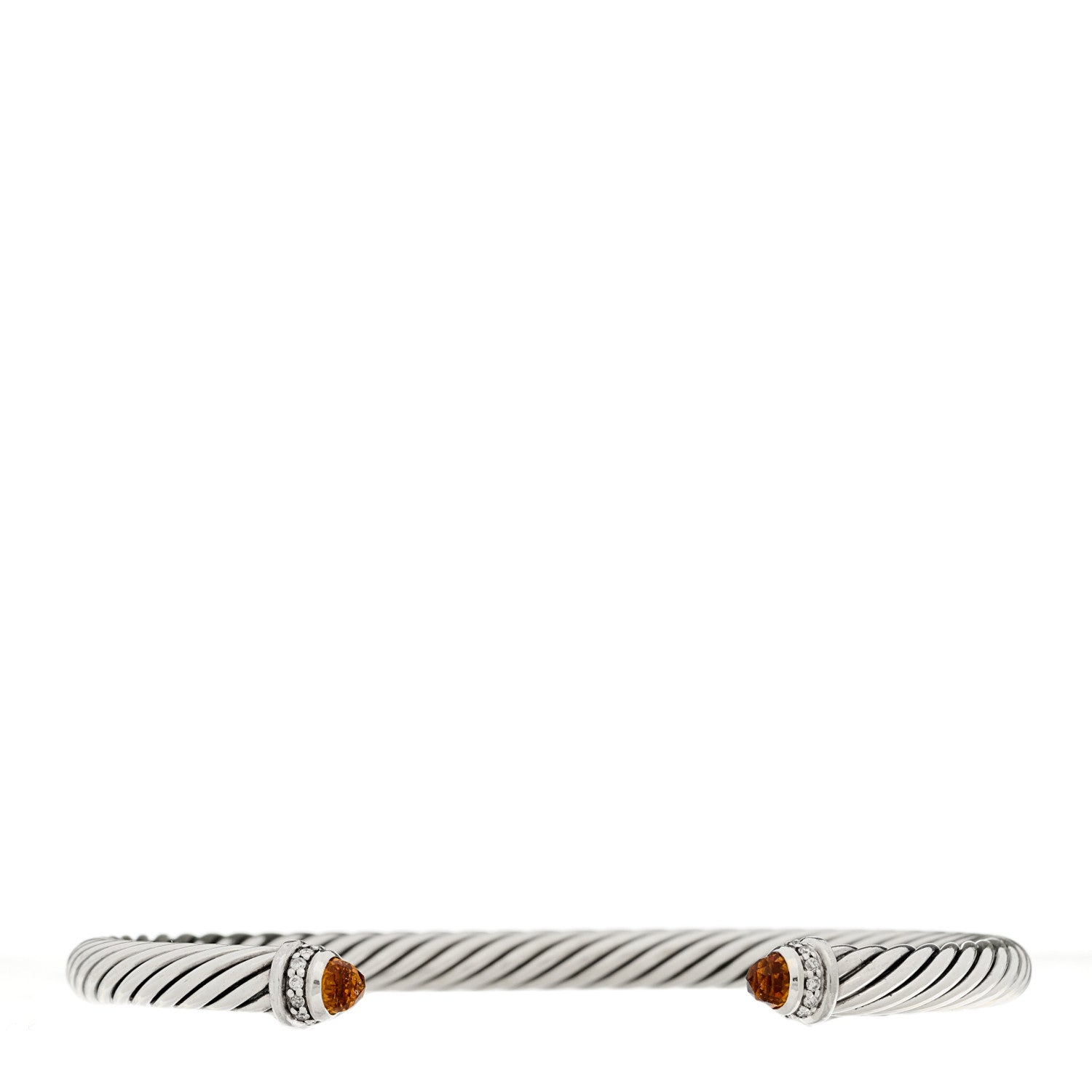 David Yurman Sterling Silver Diamond Citrine 5mm Cable Classics Bracelet 1 of 3