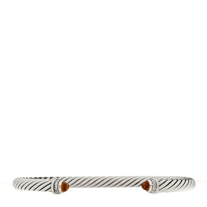 David Yurman Sterling Silver Diamond Citrine 5mm Cable Classics Bracelet 1 of 3