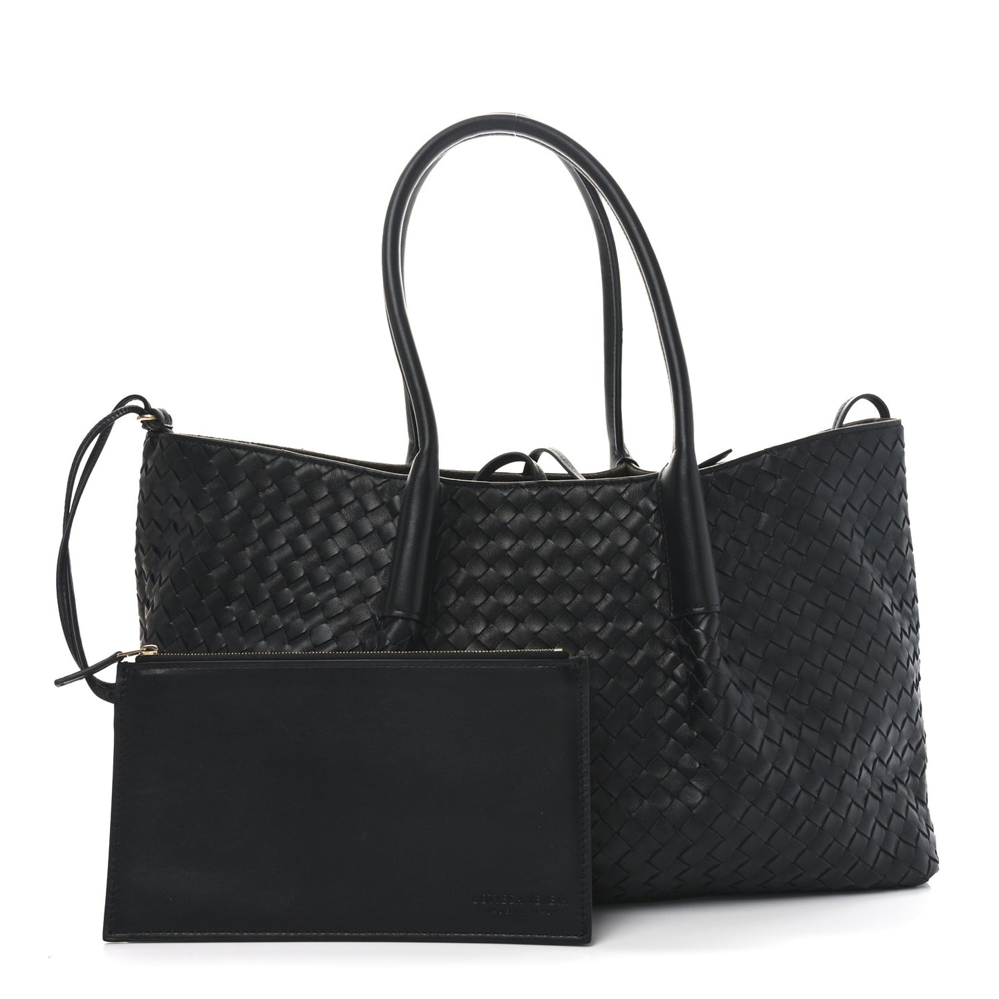 Calfskin Intrecciato Pinacoteca Reversible Tote Black Fondant