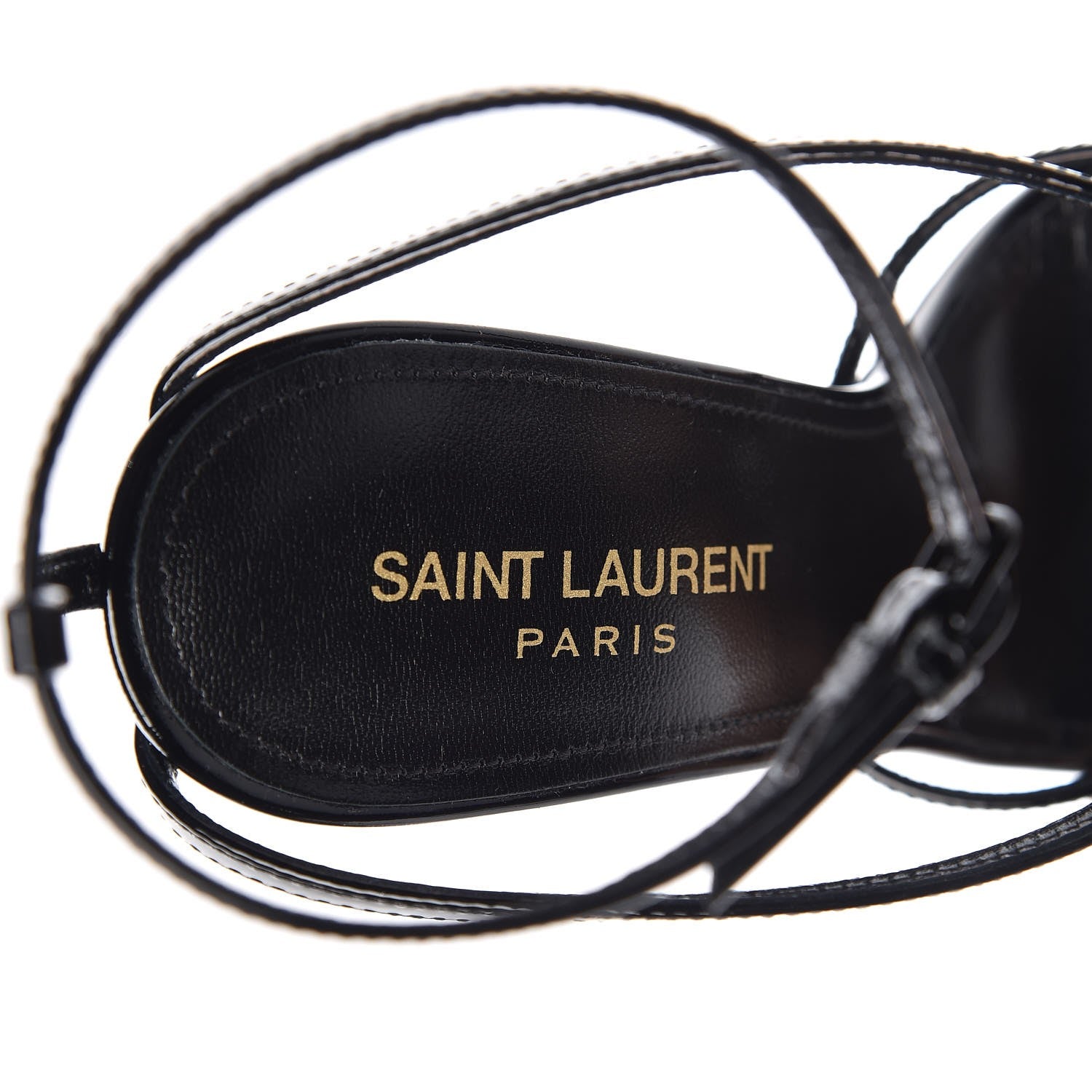 Saint Laurent Patent Cassandra 110 Ankle Strap Sandals 37.5 Black 7 of 9