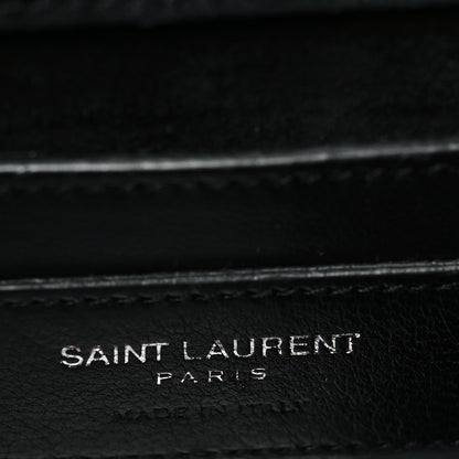 Saint Laurent Calfskin Crocodile Embossed Small Classic Monogram Kate Tassel Satchel Black 6 of 11