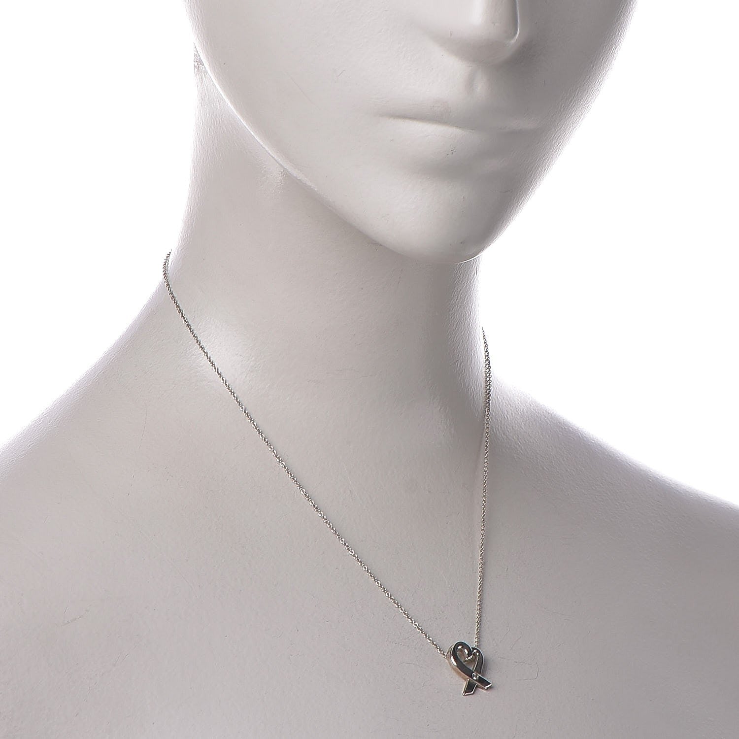 Tiffany Sterling Silver Paloma Picasso Diamond Loving Heart Necklace 2 of 8