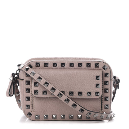 Valentino Garavani Grained Calfskin Small Rockstud Flap Pocket Camera Crossbody Bag Poudre 1 of 12