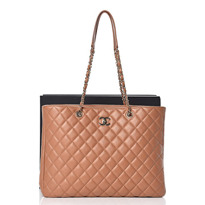Chanel Lambskin Quilted Large Classic Shopping Tote Camel 19 of 19