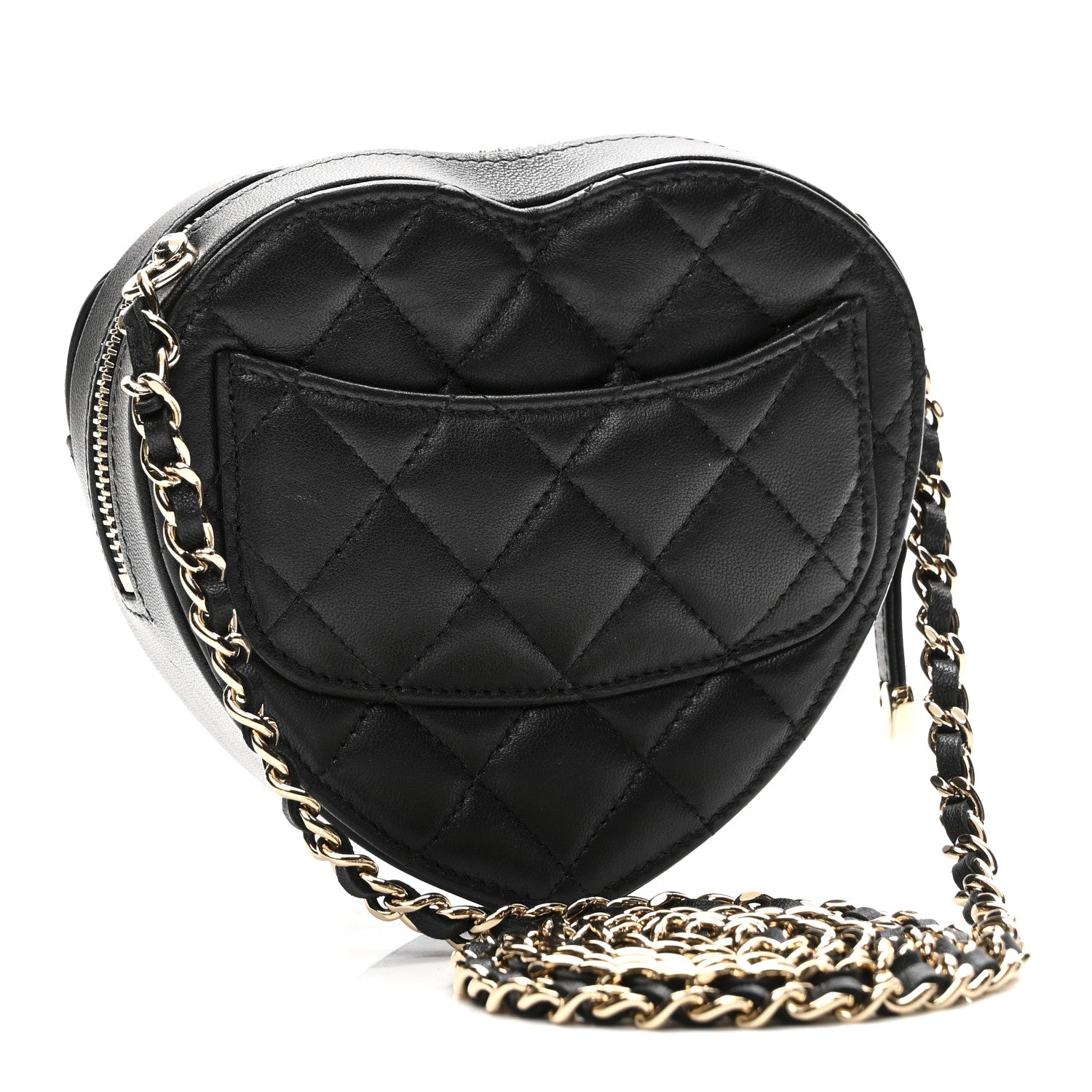 Chanel Lambskin Quilted CC In Love Heart Clutch With Chain Black 3 of 10
