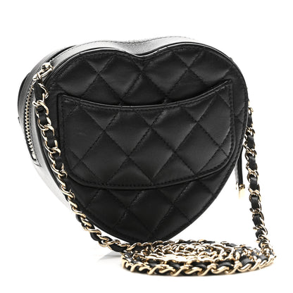 Chanel Lambskin Quilted CC In Love Heart Clutch With Chain Black 3 of 10