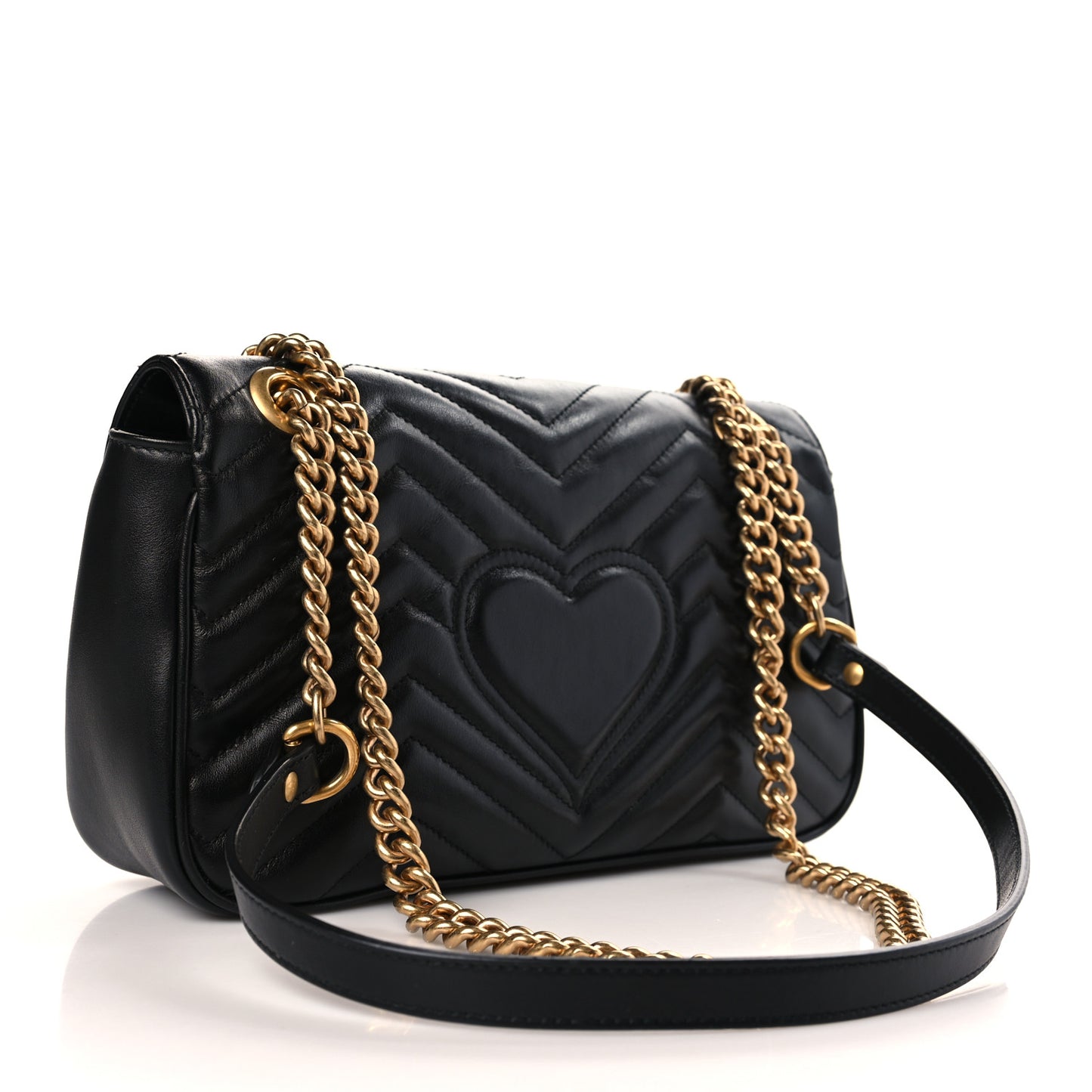 Calfskin Matelasse Small GG Marmont Shoulder Bag Black