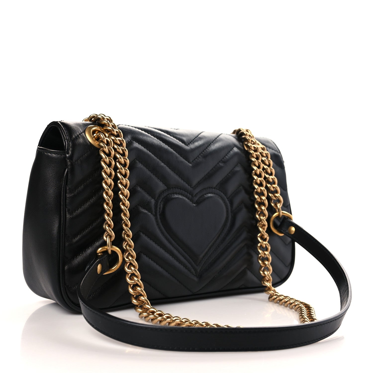 Gucci Calfskin Matelasse Small GG Marmont Shoulder Bag Black 3 of 9