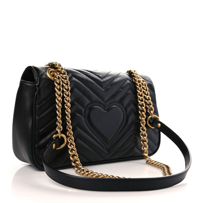 Gucci Calfskin Matelasse Small GG Marmont Shoulder Bag Black 3 of 9