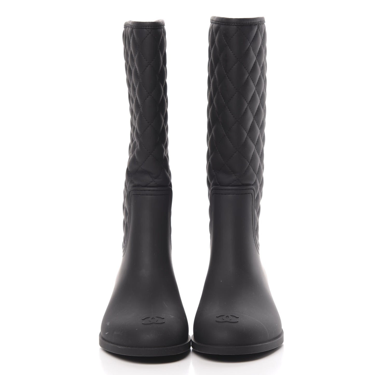 Rubber Quilted Rain Boots 41 Black