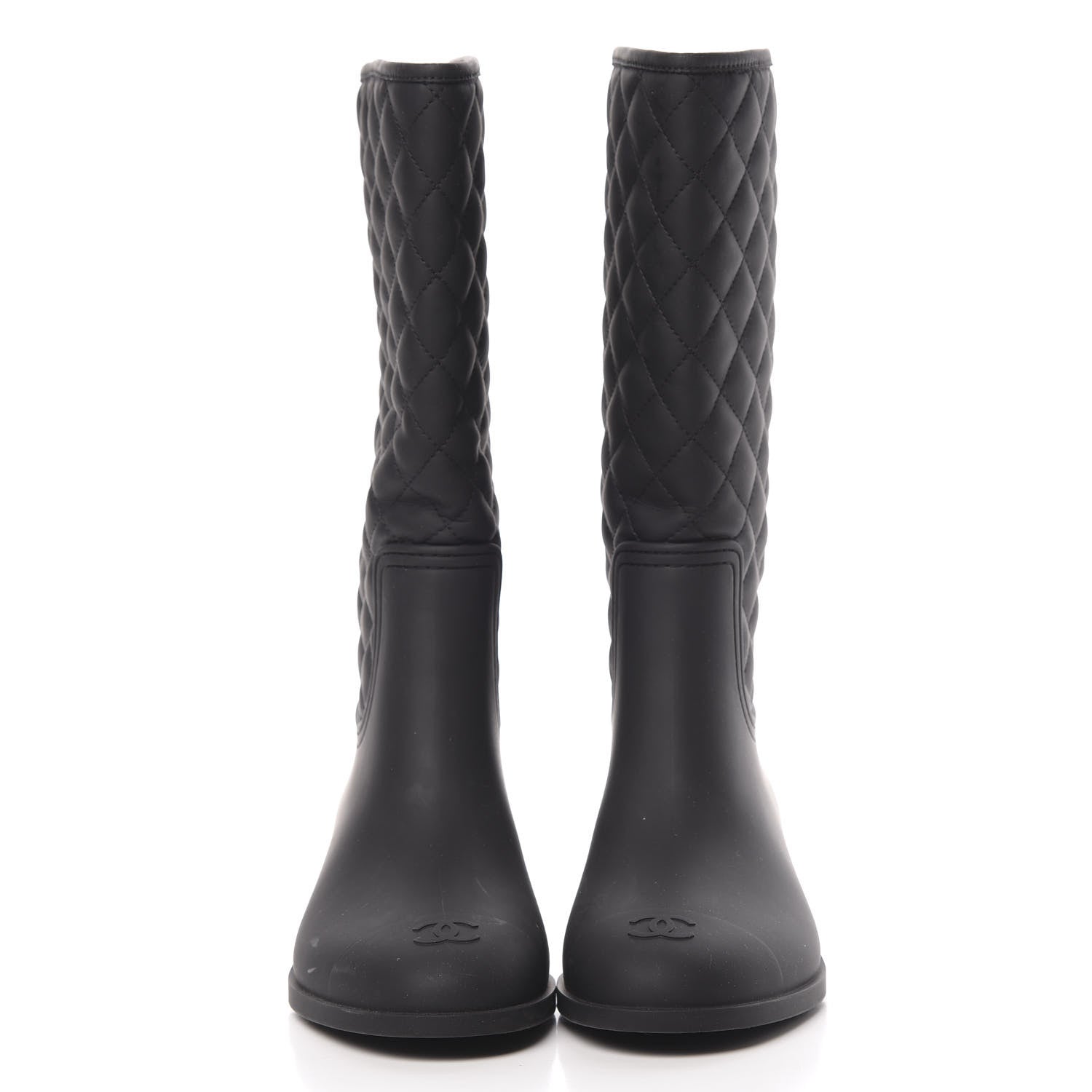 Chanel Rubber Quilted Rain Boots 41 Black 2 of 8