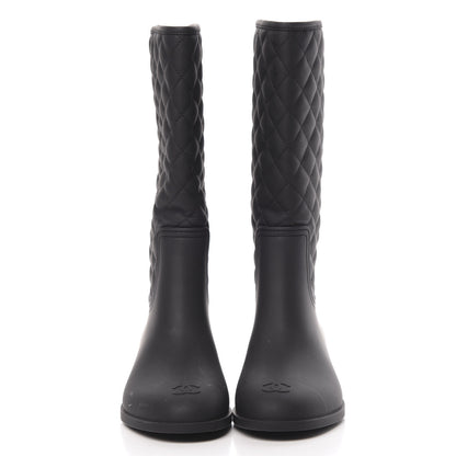 Chanel Rubber Quilted Rain Boots 41 Black 2 of 8