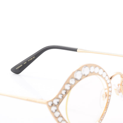 Gucci Metal Crystal Cat Eye Sunglasses GG0046S Gold 6 of 8