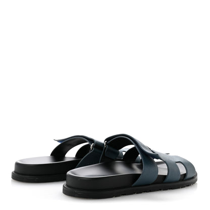 Hermes Epsom Mens Chypre Sandals 43 Bleu Canard 5 of 12