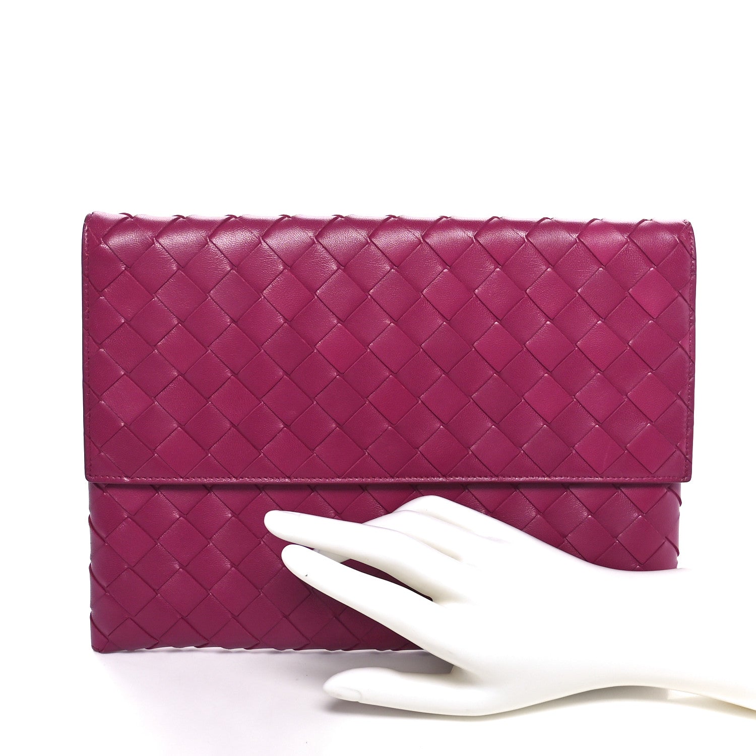 Bottega Veneta Nappa Intrecciato Flap Pouch Cinnabar 2 of 8