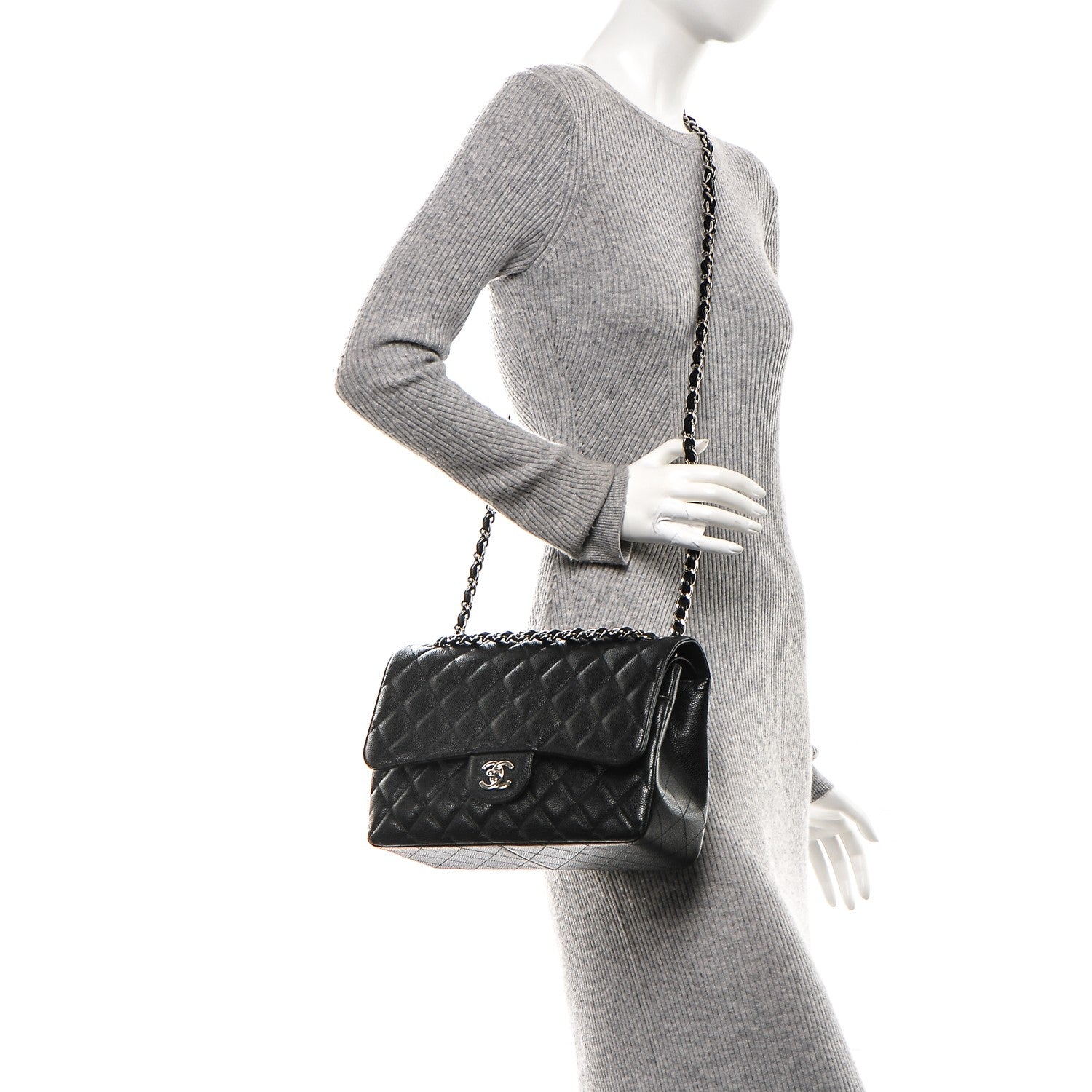 Chanel Caviar Quilted Jumbo Double Flap Black 3 of 9