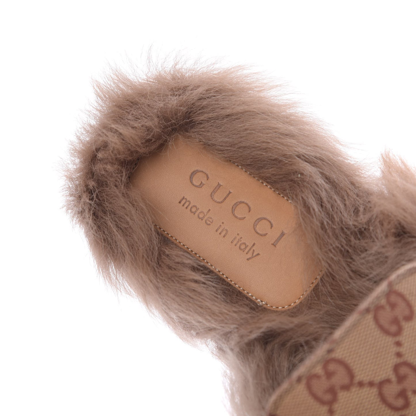 GG Monogram Fur Mens Princetown Slippers 12 Beige Ruggine Rust