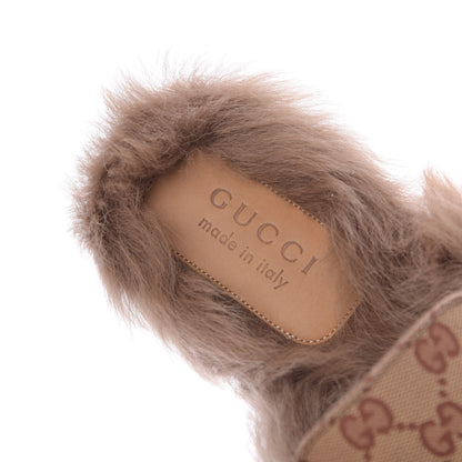 Gucci GG Monogram Fur Mens Princetown Slippers 12 Beige Ruggine Rust 8 of 9