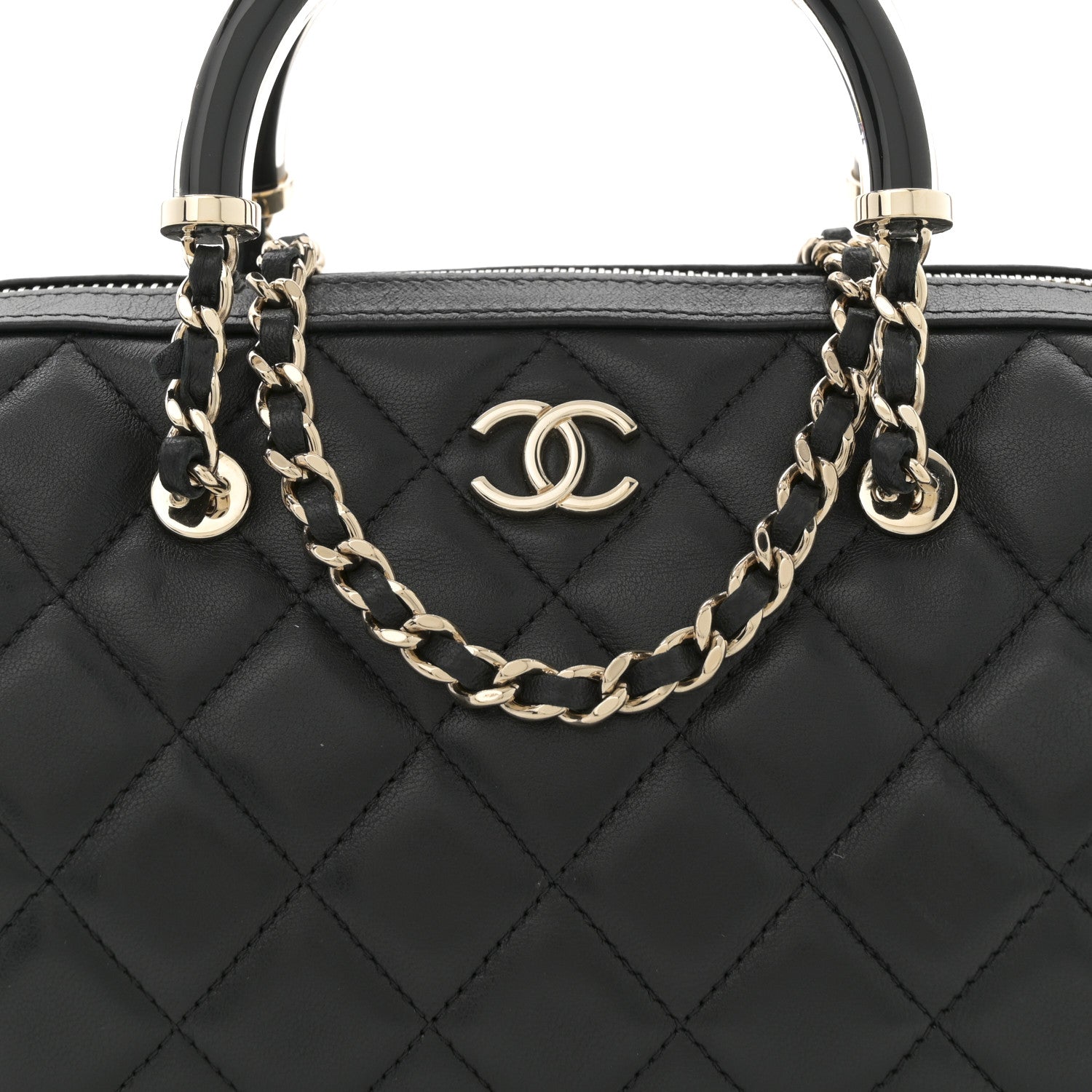 Chanel Lambskin Quilted Mini Bowling Bag Black 8 of 10