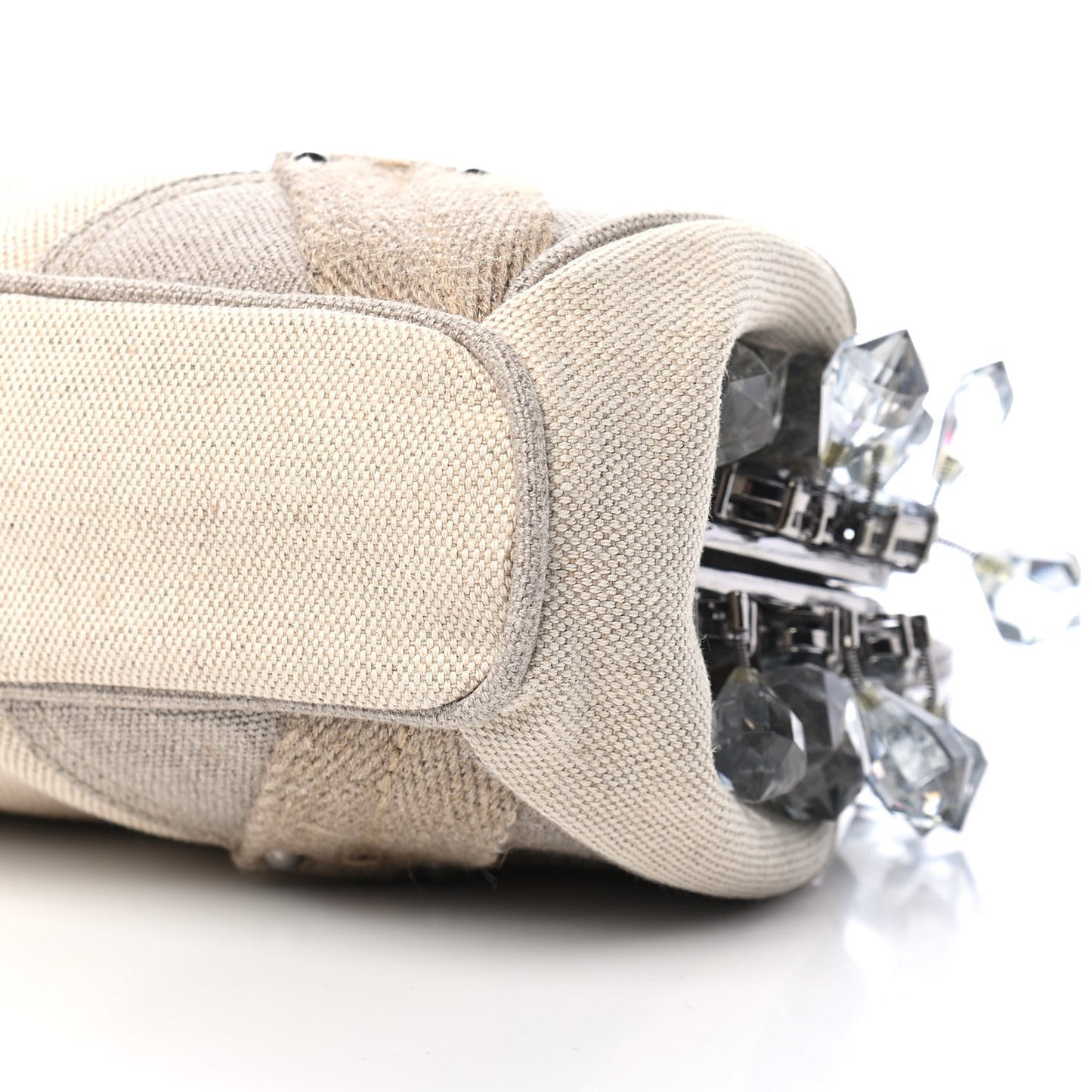 Canvas Mistolino Crystal Cluster Frame Clutch Naturale