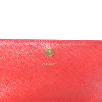 Saint Laurent Grain De Poudre Classic Monogram Cassandre Clutch New Red 6 of 6