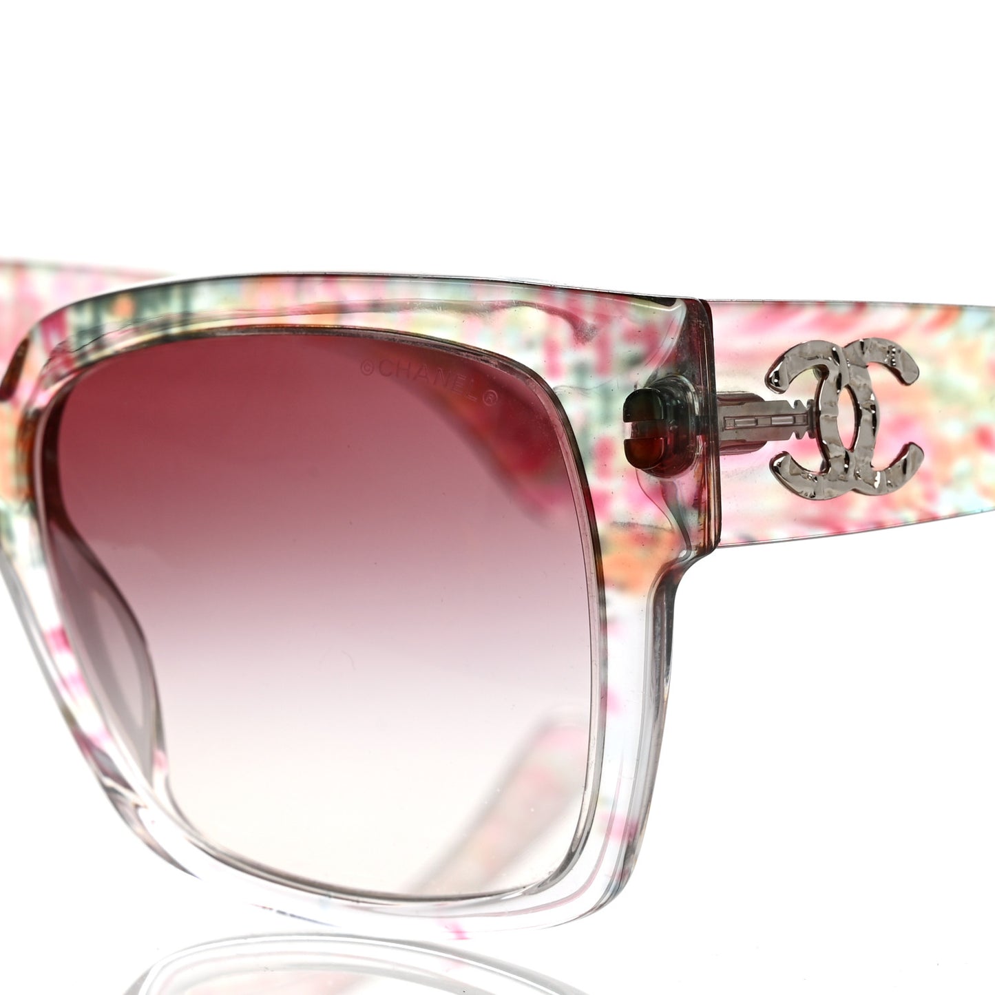 Acetate Multicolor Tweed CC Sunglasses 5220 Pink