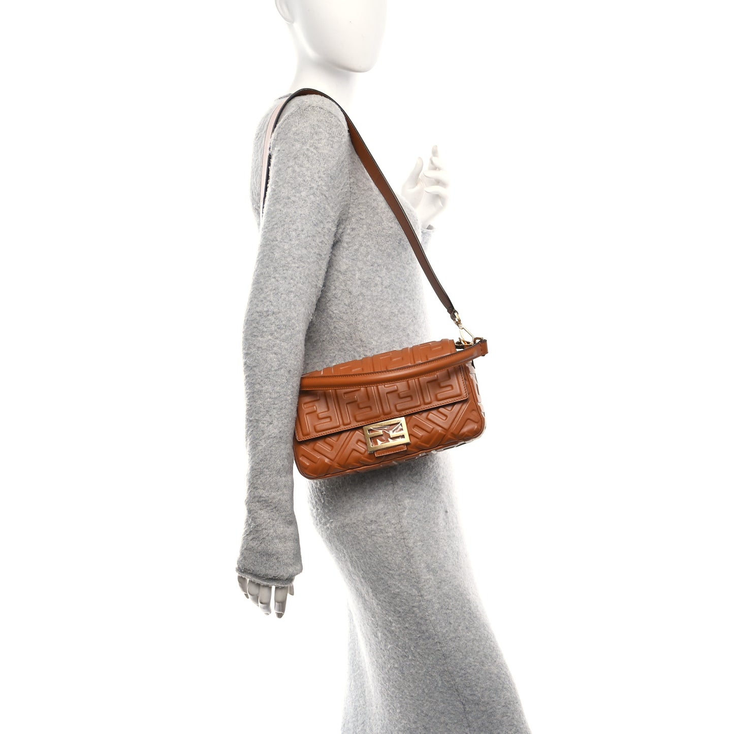 Nappa FF 1974 Embossed Baguette Brandy