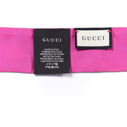Gucci Silk Monogram GG Flora Print Neck Bow Fuchsia 2 of 3