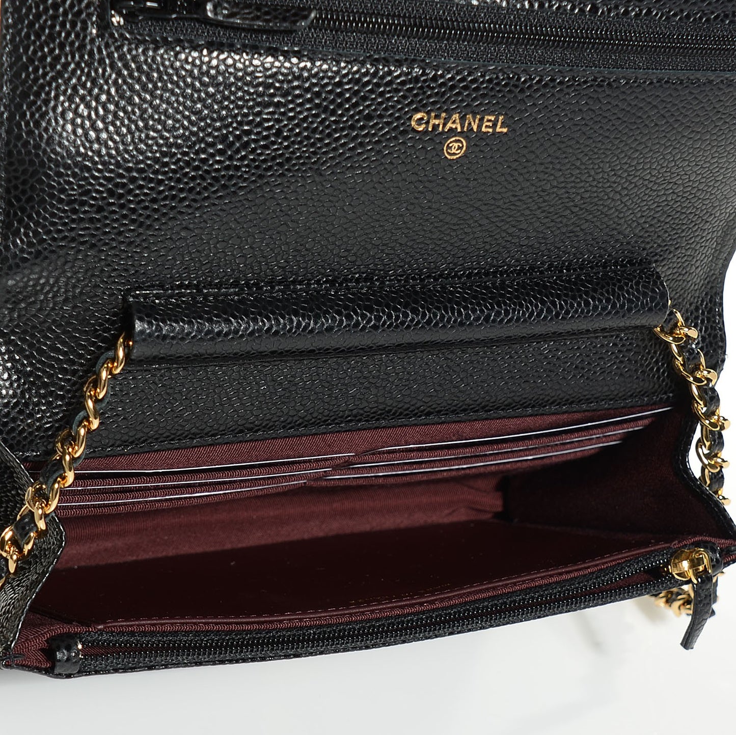 Caviar Quilted Wallet On Chain WOC Black