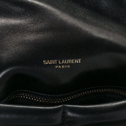 Saint Laurent Lambskin Quilted Medium Loulou Puffer Monogram Chain Satchel Black 6 of 11