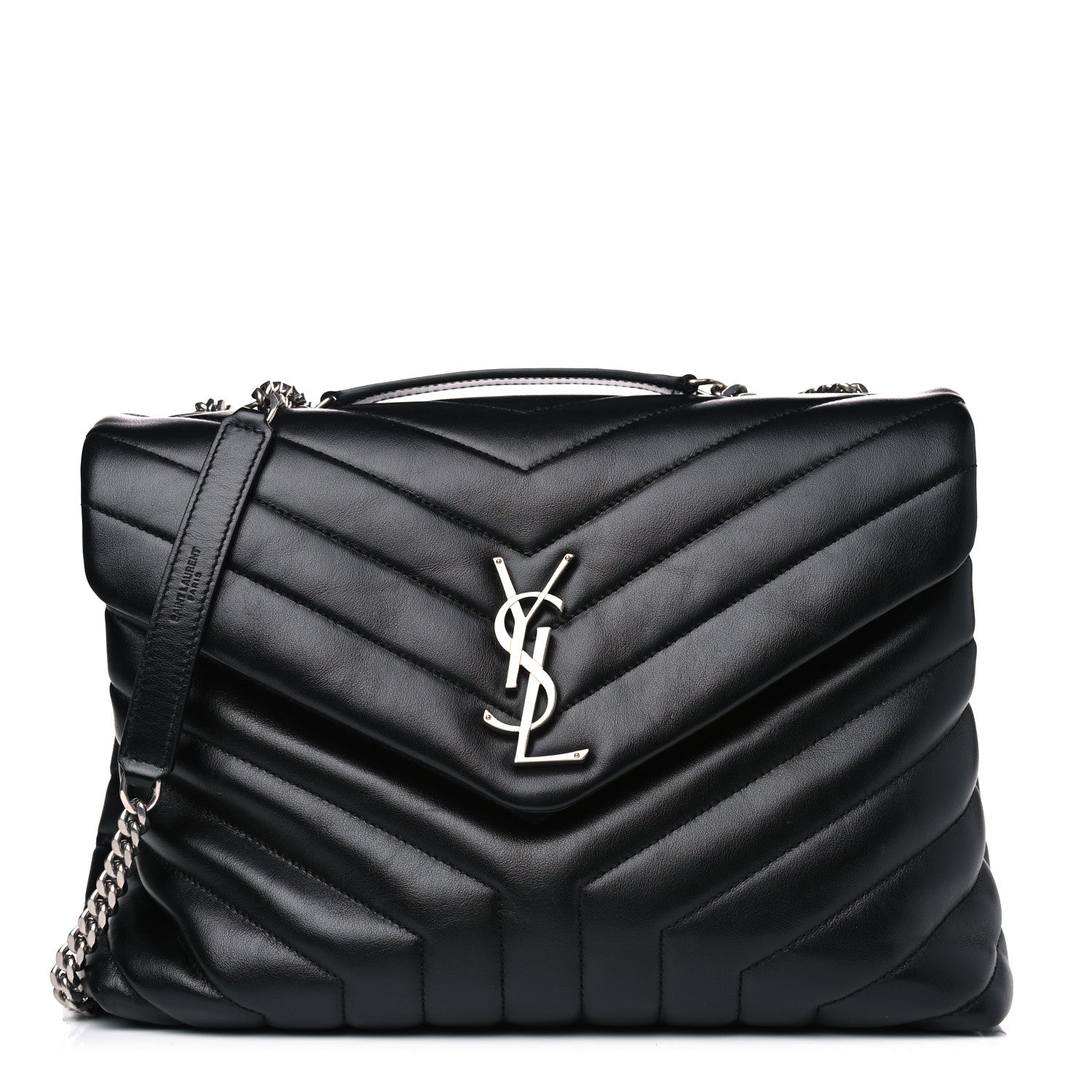 Saint Laurent Calfskin Y Quilted Monogram Medium Loulou Chain Satchel Black 1 of 5