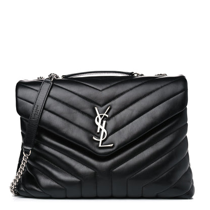 Saint Laurent Calfskin Y Quilted Monogram Medium Loulou Chain Satchel Black 1 of 5