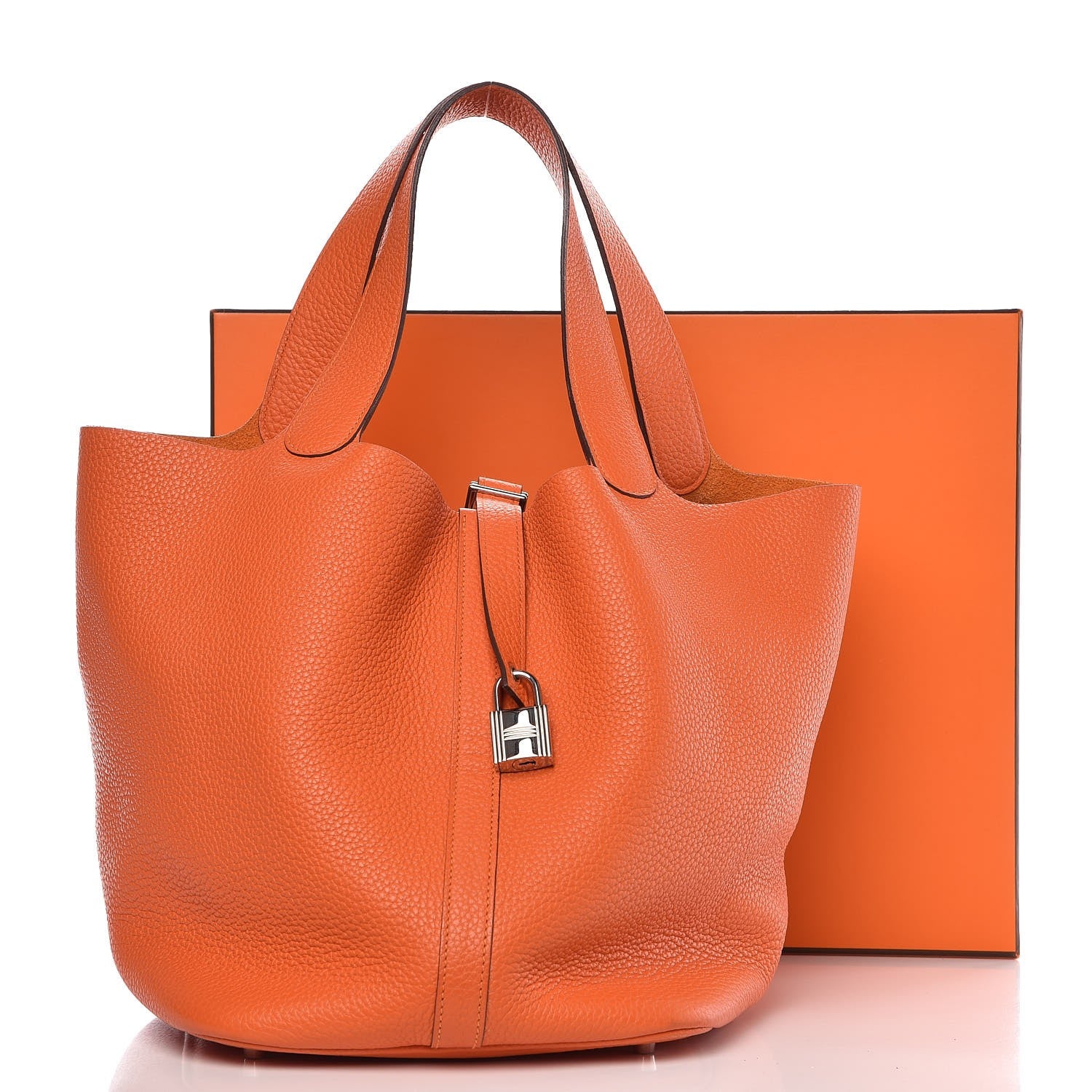 Hermes Taurillon Clemence Picotin Lock 26 GM Orange 9 of 9