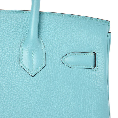 Hermes Taurillon Clemence Birkin 30 Bleu Atoll 31 of 34