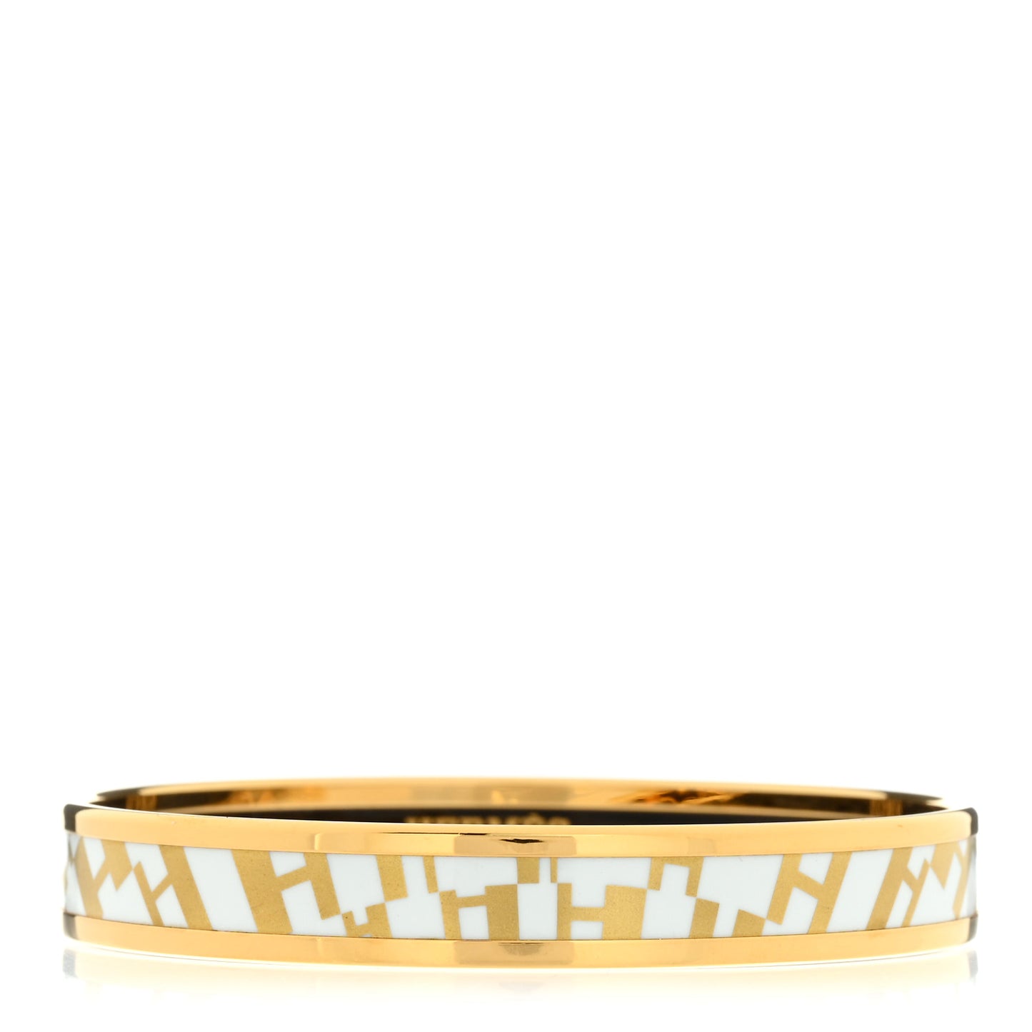 Printed Enamel Narrow lOP'H Bracelet 65 Orfevre Jaune White