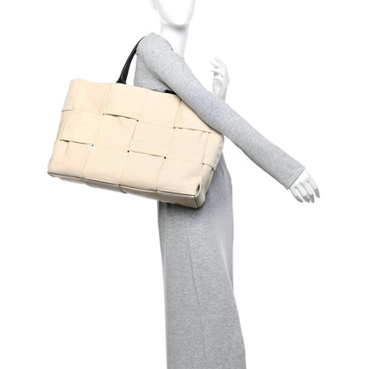 Bottega Veneta Canvas Maxi Intrecciato Large Arco Tote Beige Black 2 of 11