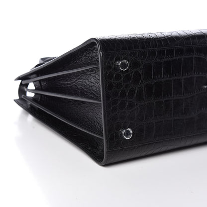 Saint Laurent Calfskin Crocodile Embossed Small Sac de Jour Black 5 of 10